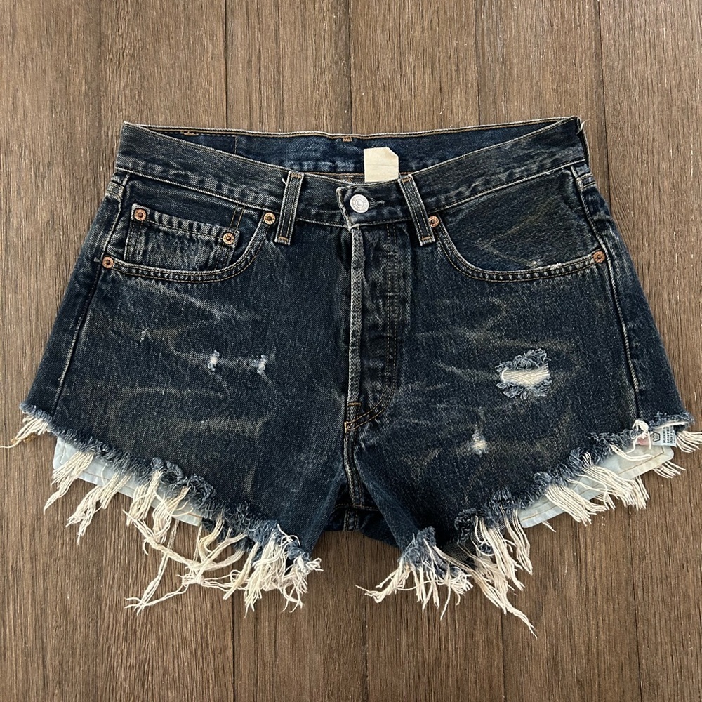 Levi’s Women’s Vintage Petros 501 Distressed Button Fly Cut Off Jean Shorts